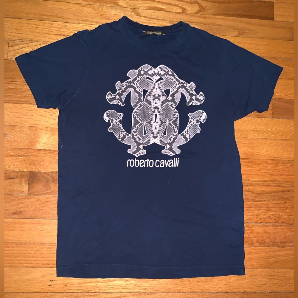 ROBERT CAVALLI T-SHIRT MENS Medium blue Snake